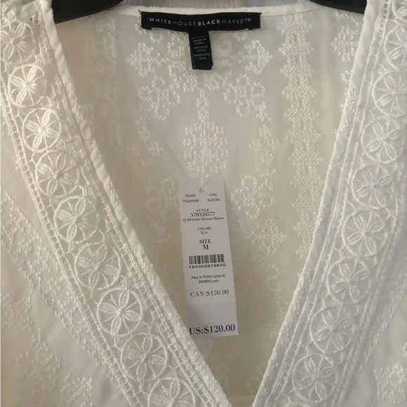 WHITE HOUSE BLACK MARKET WHITE LACE TOP. - Picture 3 of 5